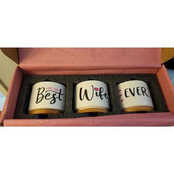 Succulent Pots with Bamboo Bottoms "Best Wife Ever" Plant Pots Gift for Wife - Picture 1 of 9